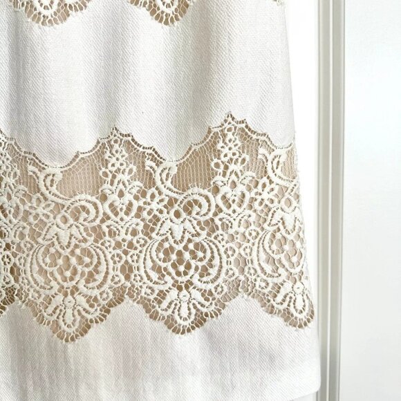 LOVER Chelsea Collar Cotton Blend Lace Sleeveless Mini Dress in Ivory Size 4 - Picture 4 of 7